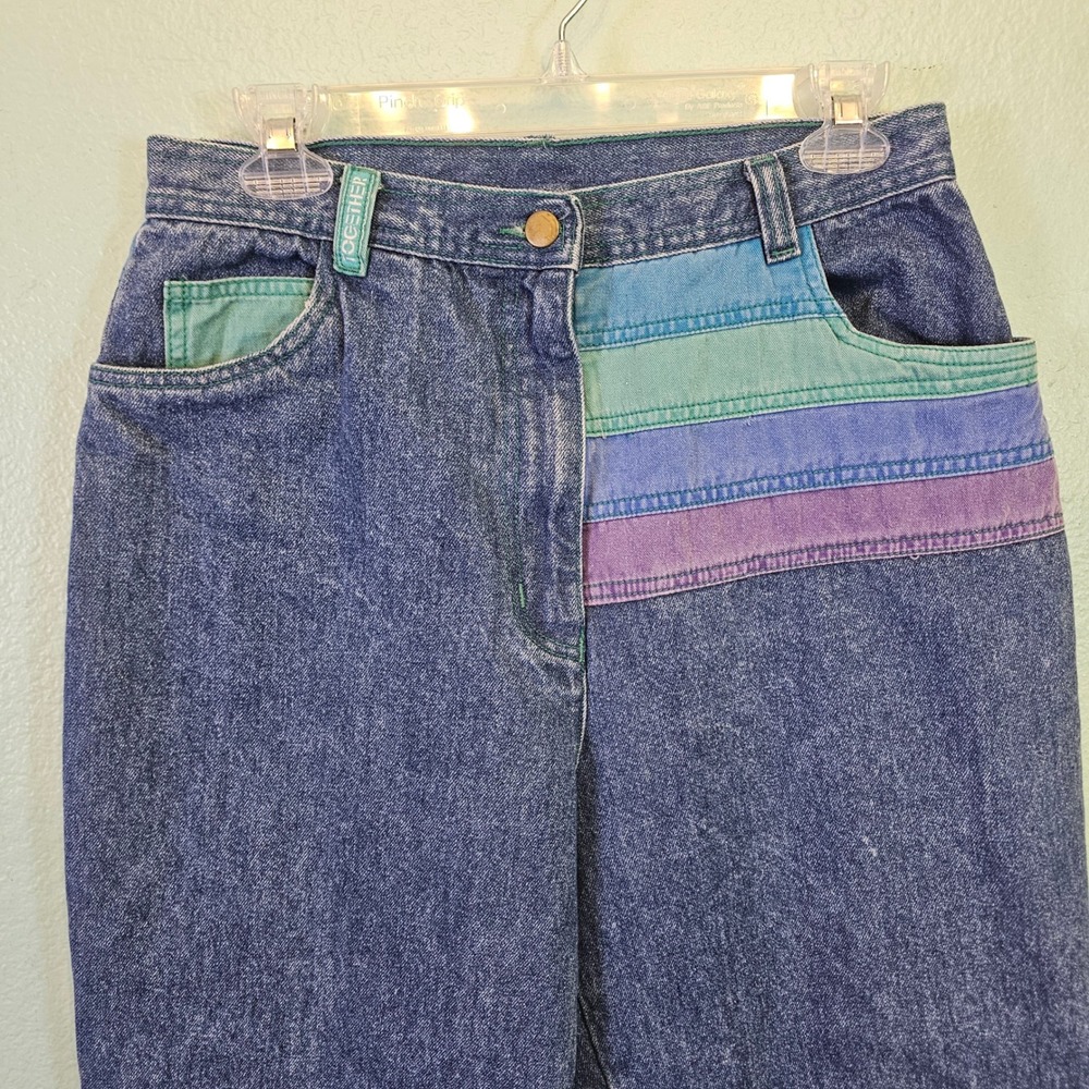 Vintage Together Colorblock Mom Jeans Womens 28x29 High‎ Rise Tapered 90s Cotton - Picture 2 of 7